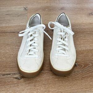 Rothy's Cream Canvas Sneakers with Tan Sole
